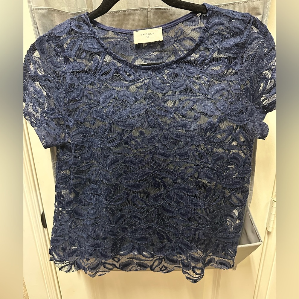 Navy lace top